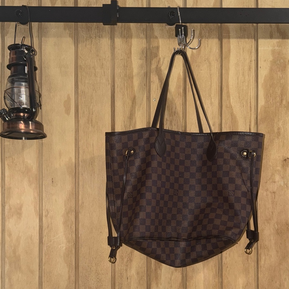 Checkered Brown Tote Bag